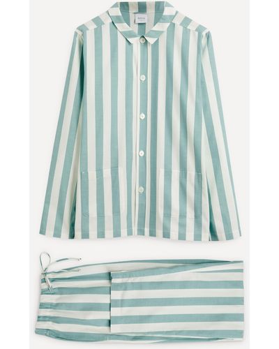 Nufferton Mens Uno Green And White Striped Pyjamas - Blue