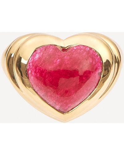 Missoma 18ct Gold Plated Brass Pink Quartz Jelly Heart Ring