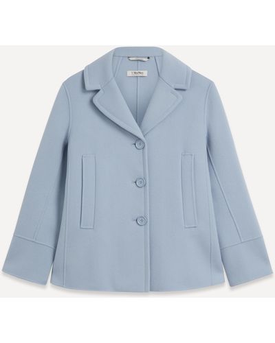 Max Mara Women's Moon Short Pea Coat 12 - Blue