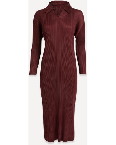 Pleats Please Issey Miyake Women's Monthly Colours October Long-sleeve Dress 3 - Red