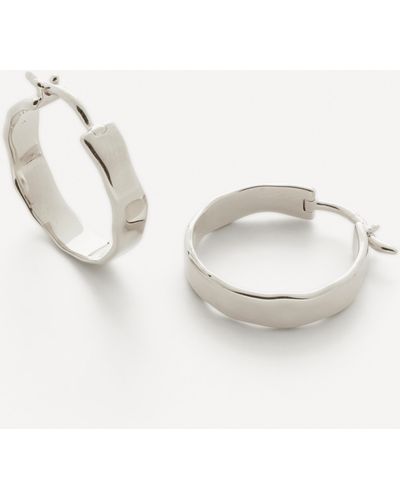 Monica Vinader Sterling Silver Siren Muse Wave Small Hoop Earrings One Size - White