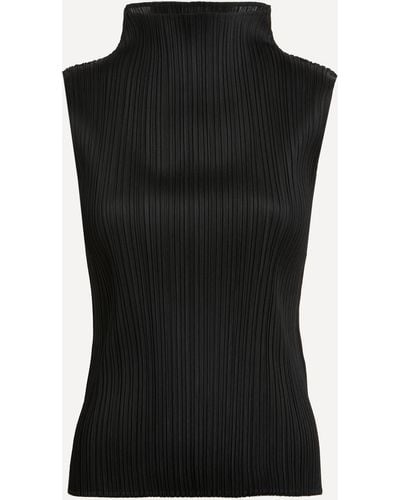 Pleats Please Issey Miyake Women's Monthly Colours November Pleated Sleeveless Top 5 - Black