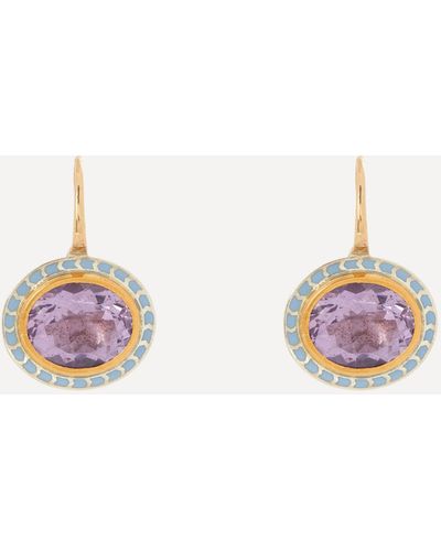 Alice Cicolini 14ct-22ct Gold And Silver Tile Oval Amethyst Drop Earrings One - Pink