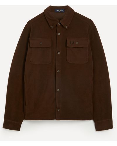 Fred Perry Mens Fleece Overshirt - Brown