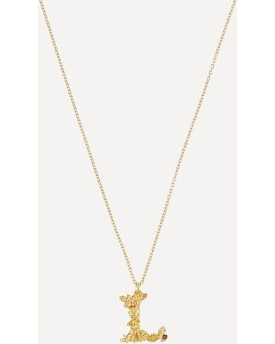 Alex Monroe Gold-plated Floral Letter L Alphabet Necklace One Size - Metallic