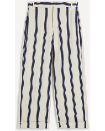 Max Mara Women's Elise Striped Trousers 10 - Blue