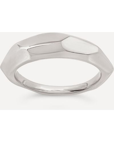 Dinny Hall Sterling Silver Thalassa Faceted Wide Tapering Ring - White