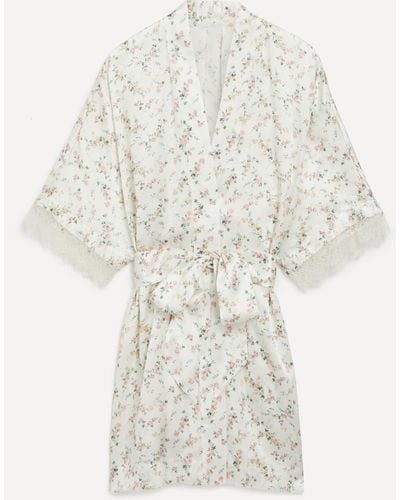 Liberty Women's Elizabeth Silk Satin Lace Kimono - White
