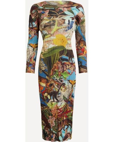 Pleats Please Issey Miyake Women's Aurora Jungle Dress 2 - Multicolour
