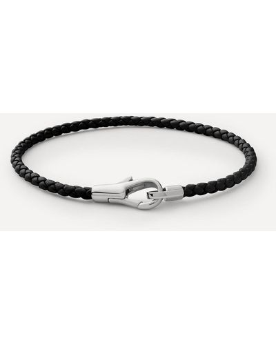 Miansai Sterling Silver Knox Leather Bracelet - Metallic