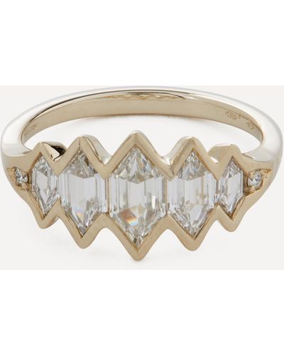 ARTEMER 18ct Gold Mountain Lake Diamond Engagement Ring 6.5 - White