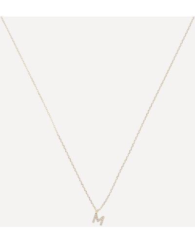 AURUM + GREY 9ct Gold M Diamond Initial Pendant Necklace - White