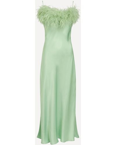 Sleeper Women's Feathered Boheme Midi Slip Dress - Green