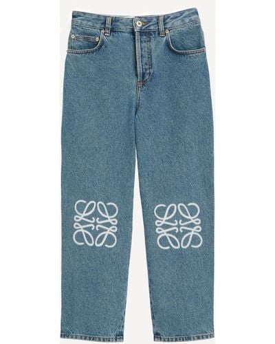 Loewe Women's Anagram Cropped Denim Jeans 12 - Blue