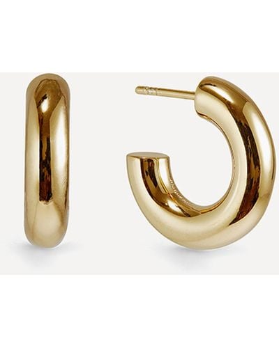 Otiumberg 14ct Gold Plated Vermeil Silver Mini Chunky Hoop Earrings - White