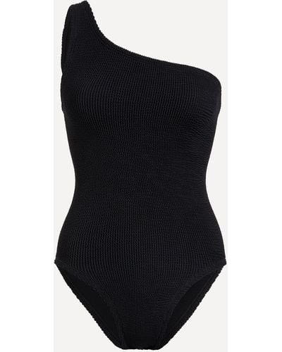 Hunza G Women's Nancy One-shoulder Crinkle Swimsuit One Size - Black