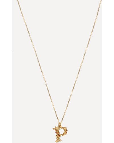 Alex Monroe Gold-plated Floral Letter P Alphabet Necklace One Size - Metallic