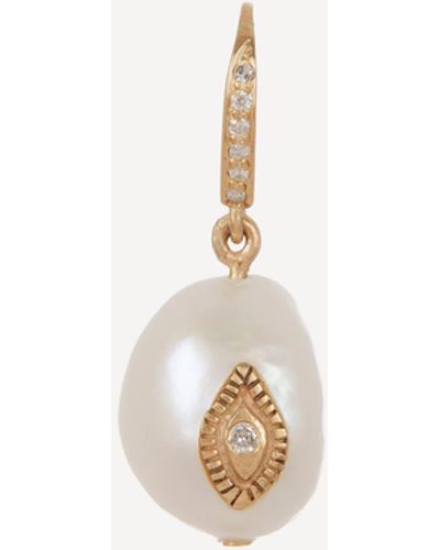 Pascale Monvoisin 9ct Gold Charlie N'1 Diamond And Pearl Drop Earring One Size - Metallic