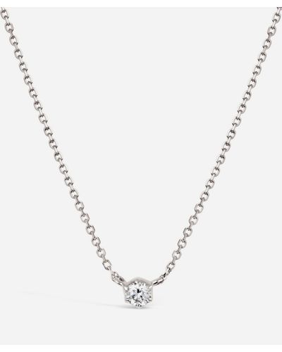 Dinny Hall 18ct White Gold Elyhara Small Diamond Pendant Necklace - Metallic