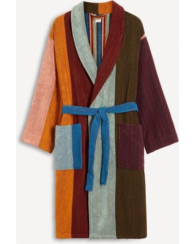 Paul Smith Mens Artist Stripe Cotton-terry Bathrobe - Multicolour