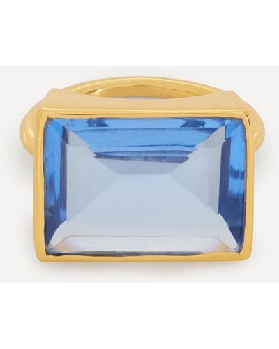 Shyla Gold-plated Lenny Glass Stone Cocktail Ring - Blue