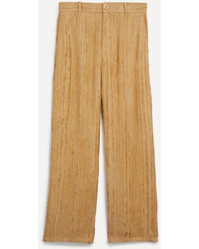 Séfr Mens Richie Textured Trousers In Fluid Beige Stripe - Natural