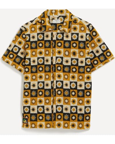 Percival Mens Sour Patch Crochet Cuban Shirt - Metallic