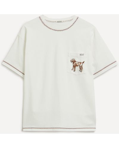 Bode Mens Griffon Embroidered Pocket T-shirt Xl - White