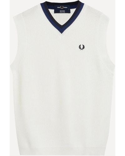 Fred Perry Re-issues V-neck Knitted Tank-top L - White