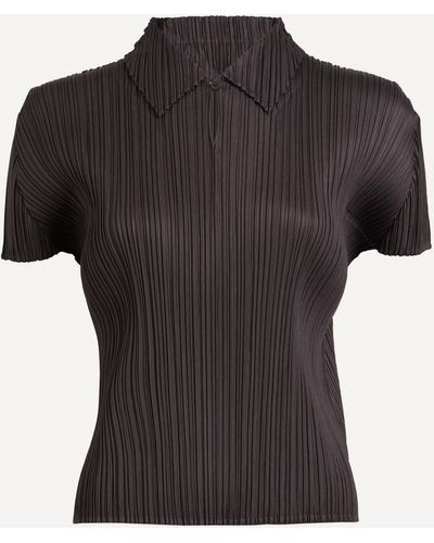 Pleats Please Issey Miyake Women's Monthly Colours: April Pleated Short-sleeve Top 3 - Black