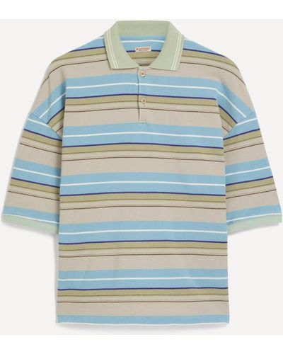 Kapital Mens Multi Stripe Pique Box Polo Shirt 2 - Blue