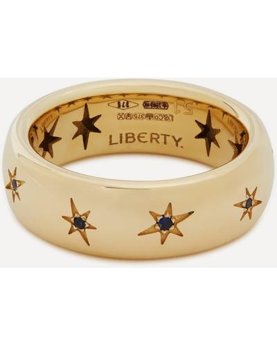 Liberty 9ct Gold Handmade Ianthe Star Blue Sapphire Medium Band Ring - Metallic