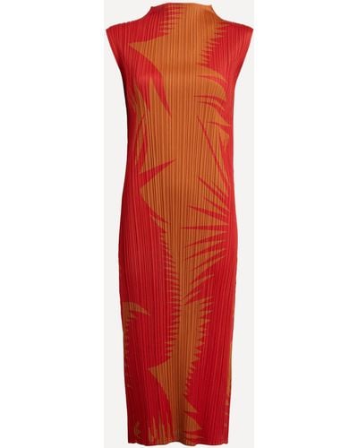 Pleats Please Issey Miyake Women's Piquant Pleated Midi Dress 2 - Red