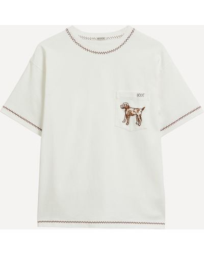 Bode Mens Griffon Embroidered Pocket T-shirt Xl - White