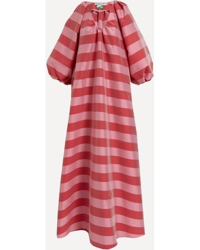 BERNADETTE Women's George Striped Taffeta Dress 12 - Red