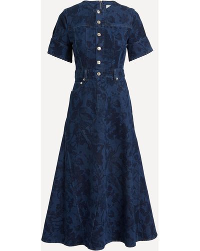 Erdem Women's Denim Asthall Garden Midi-dress 8 - Blue