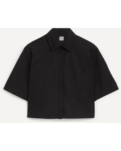 Totême Women's Cropped Cotton Poplin Shirt 14 - Black