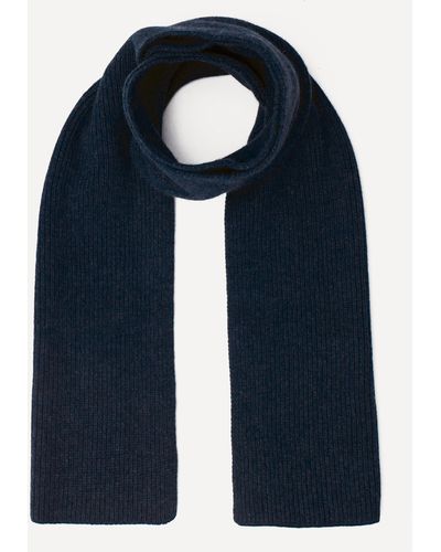 Christys' Women's Ribbed Cashmere Scarf - Blue