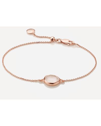 Monica Vinader Rose Gold Plated Vermeil Silver Siren Rose Quartz Fine Chain Bracelet - Natural