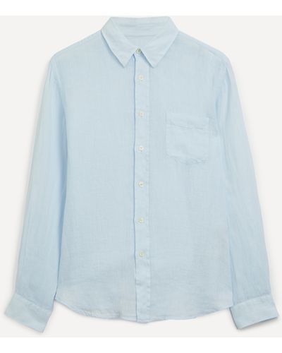 120% Lino Mens Regular Fit Linen Shirt - Blue