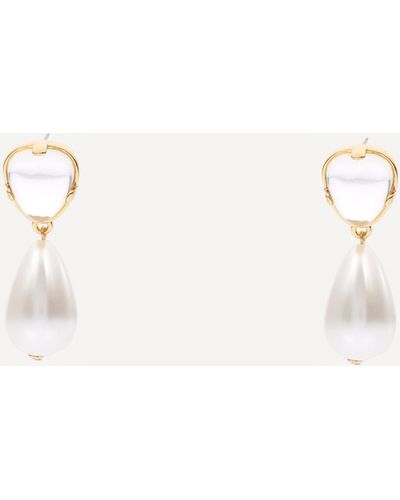 Kenneth Jay Lane Gold-plated Large Crystal Pearl Drop Earrings - Natural