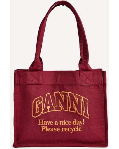 Ganni Women's Large Easy Shopper Cotton Bag One Size - Red