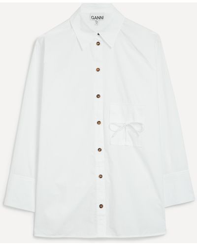 Ganni Women's Cotton Poplin Oversized Raglan Shirt L-xl - White