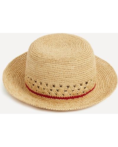 Paul Smith Mens Contrast Stripe Straw Hat L - Natural