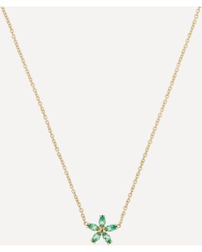 Liberty 9ct Gold Bloomy Emerald Pendant Necklace - Metallic