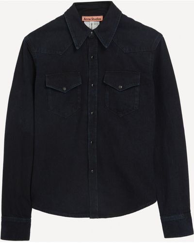 Acne Studios Women's Black Denim Button-up Shirt 10 - Blue