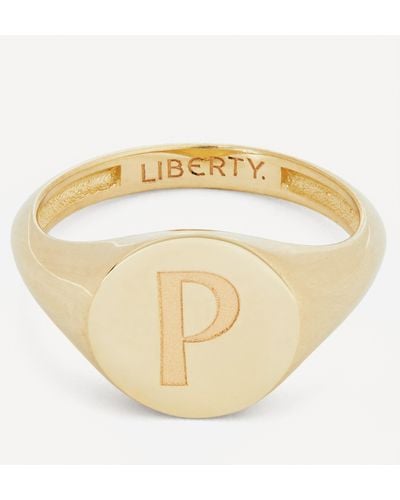 Liberty 9ct Gold Initial Signet Ring - P - White
