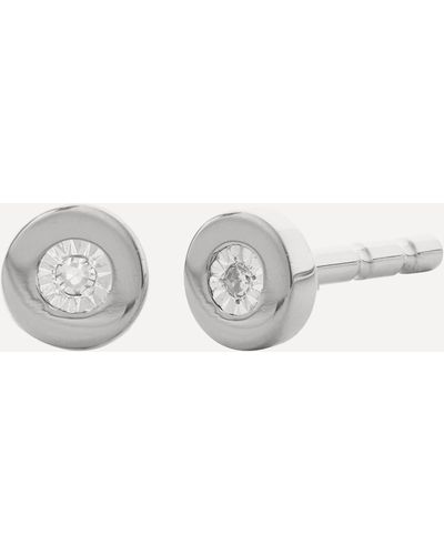 Monica Vinader Silver Linear Diamond Stud Earrings One - Metallic