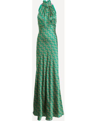 Saloni Women's Michelle Silk Dress 6 - Green