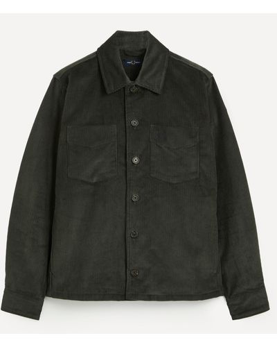 Fred Perry Mens Cord Overshirt - Green
